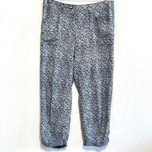 Chico's Woman Blue Printed Straight Wide Leg Cuff Pants Size S